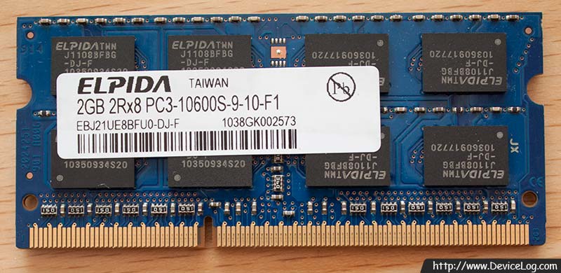 ELPIDA DDR3 2GB 2Rx8 PC10600-9-10-F1 Frontside