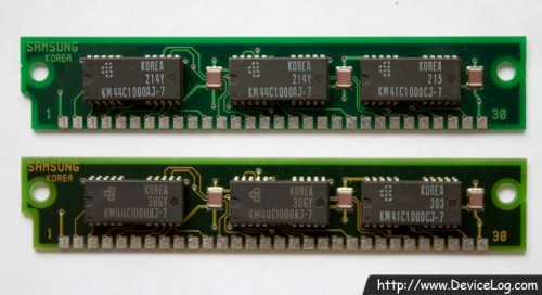 Samsung 1MB DRAM SIMM backside (KMM591000AN-7, KMM591000BN-7) (KM44C1000AJ-7, KM44C1000BJ-7)