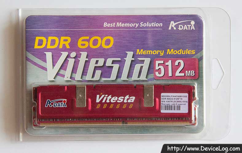 ADATA DDR600 Vitesta 512MB Package frontside